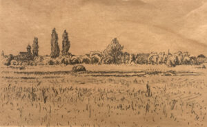 9 o.T., 1923-6 (drei Pappeln mit Kirchturm)